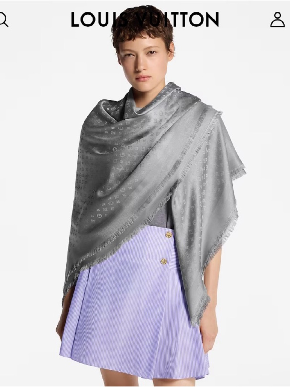 Louis Vuitton Gray Monogram Jacquard Shawl Scarf